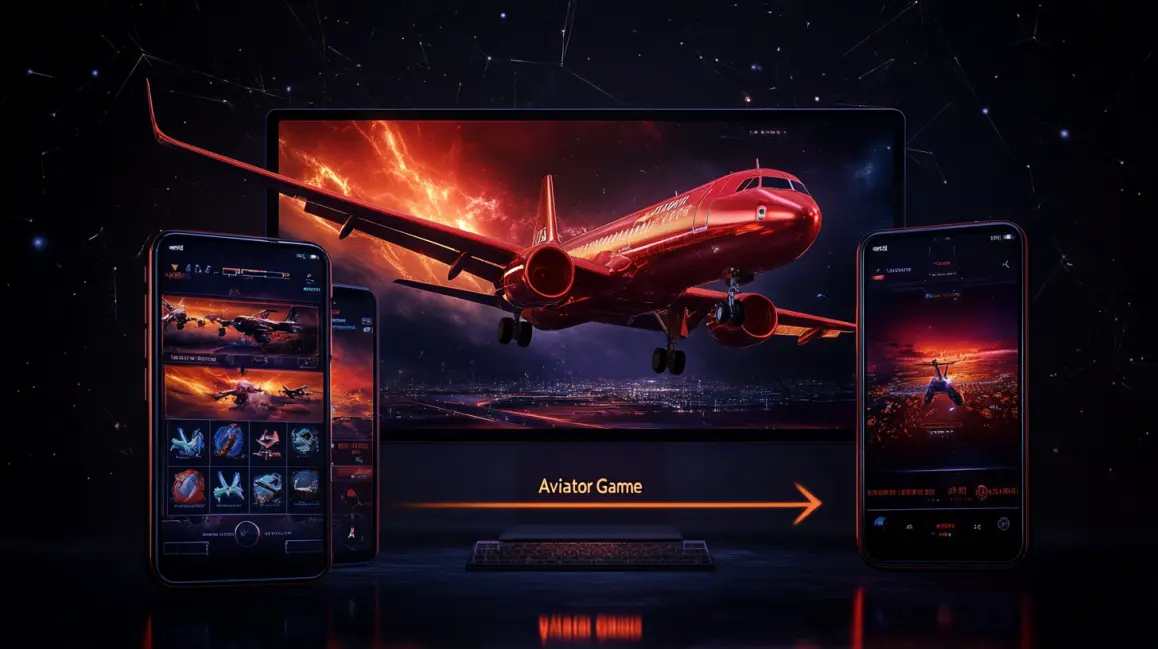 A woman in a pink dress holds a phone showing the 'Aviator Game', with a 777 slot machine nearby, blending classic casino fun with modern crash game excitement at JDULTRA.