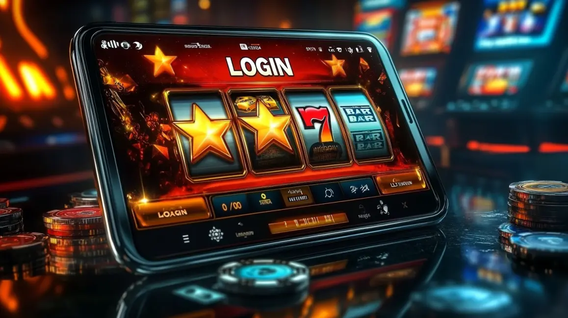 A stylish woman with blue hair and sunglasses holds a phone with a 'LOGIN' button, inviting you to sign in to your JDULTRA account for a fun and rewarding tropical gaming session.